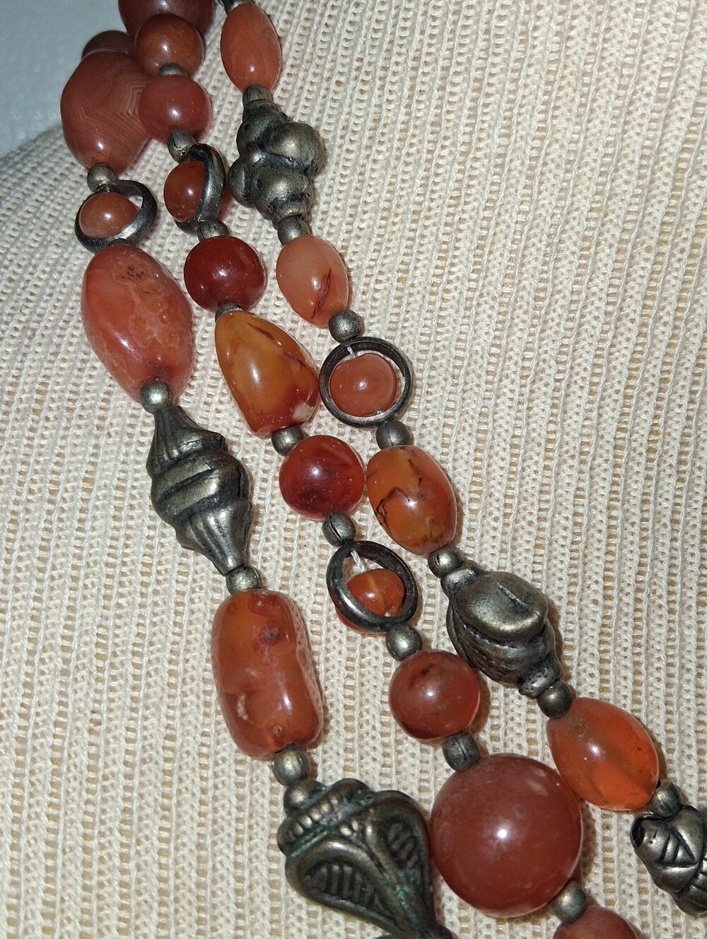Vintage Multi-Strand Carnelian & Silver Necklace - Picture 5 of 8